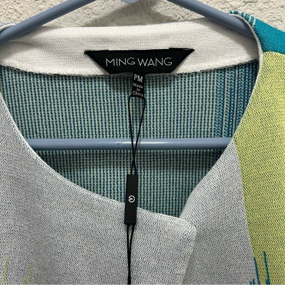 Ming Wang Blue and Green Asymmetrical Single Clasp Knit Jacket NWT PM - Picture 5 of 11